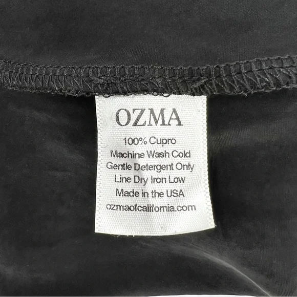 OZMA of California Long Cupro Slip Dress - Black Sleeveless V-Neck Midi Dress - Picture 9 of 13